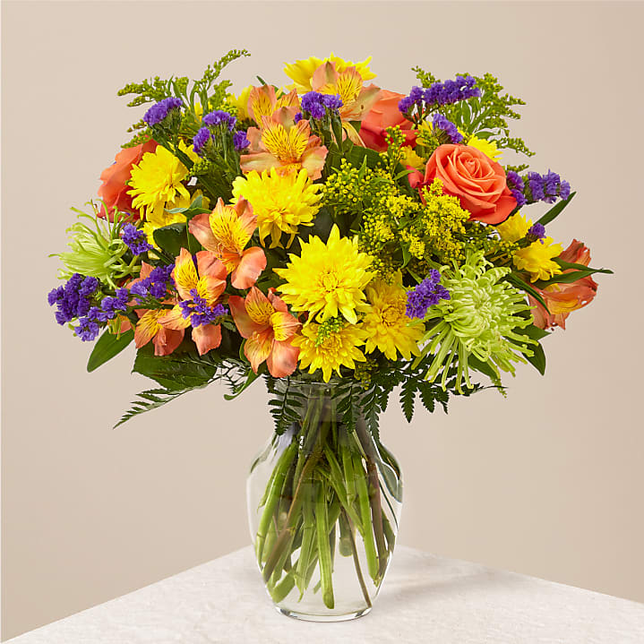 Green &amp; yellow and orange flowers  - Mix flowers 