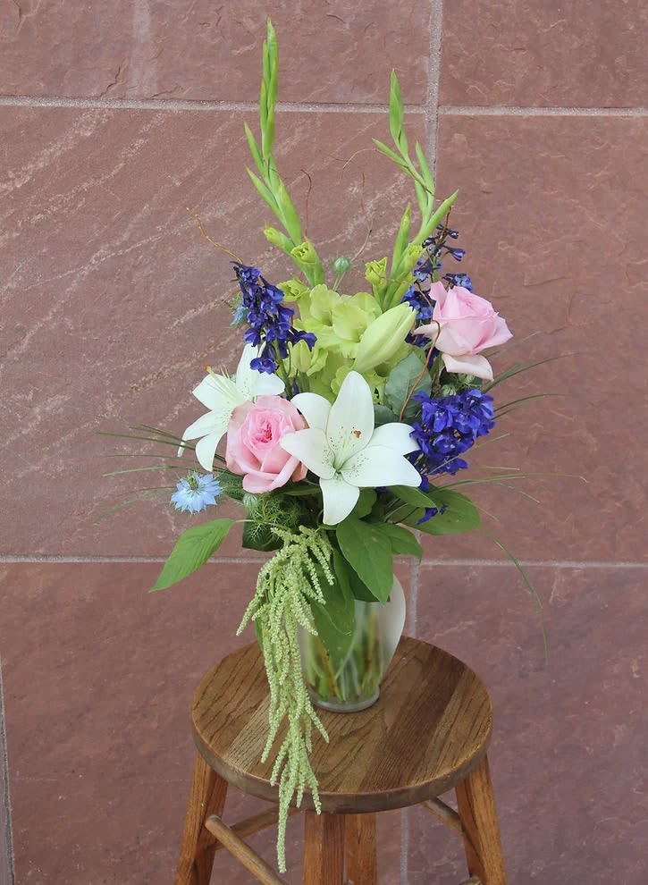 Everyday #8 - A springy arrangement of gladiolas, lilies, and roses.