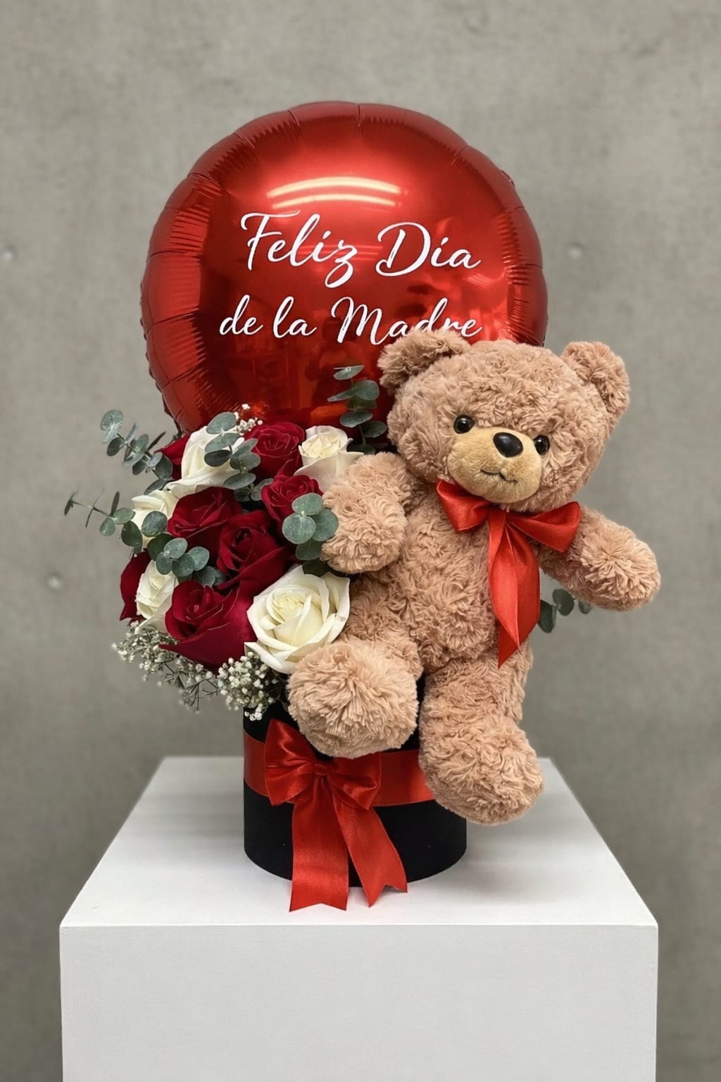 Floral Fiesta for Mom - Bring the vibrant spirit of celebration to Mother’s Day with our "Floral Fiesta for Mom." This delightful arrangement bursts with an array of colorful blooms, featuring sunny gerberas, lively chrysanthemums, and fragrant lilies, all expertly arranged to create a festive display.  Adorned with cheerful balloons that float gracefully above, this bouquet encapsulates the joy and warmth that mothers bring into our lives. Perfect for honoring the special woman who fills your days with love and laughter, this arrangement is sure to brighten her day and uplift her spirits.  Customization Details: We can customize the fonts to make this gift even more special. Please provide a minimum of 3 days' notice prior to the delivery date to ensure your personalized message shines. Celebrate Mom with this joyful floral fiesta and make her feel cherished! 