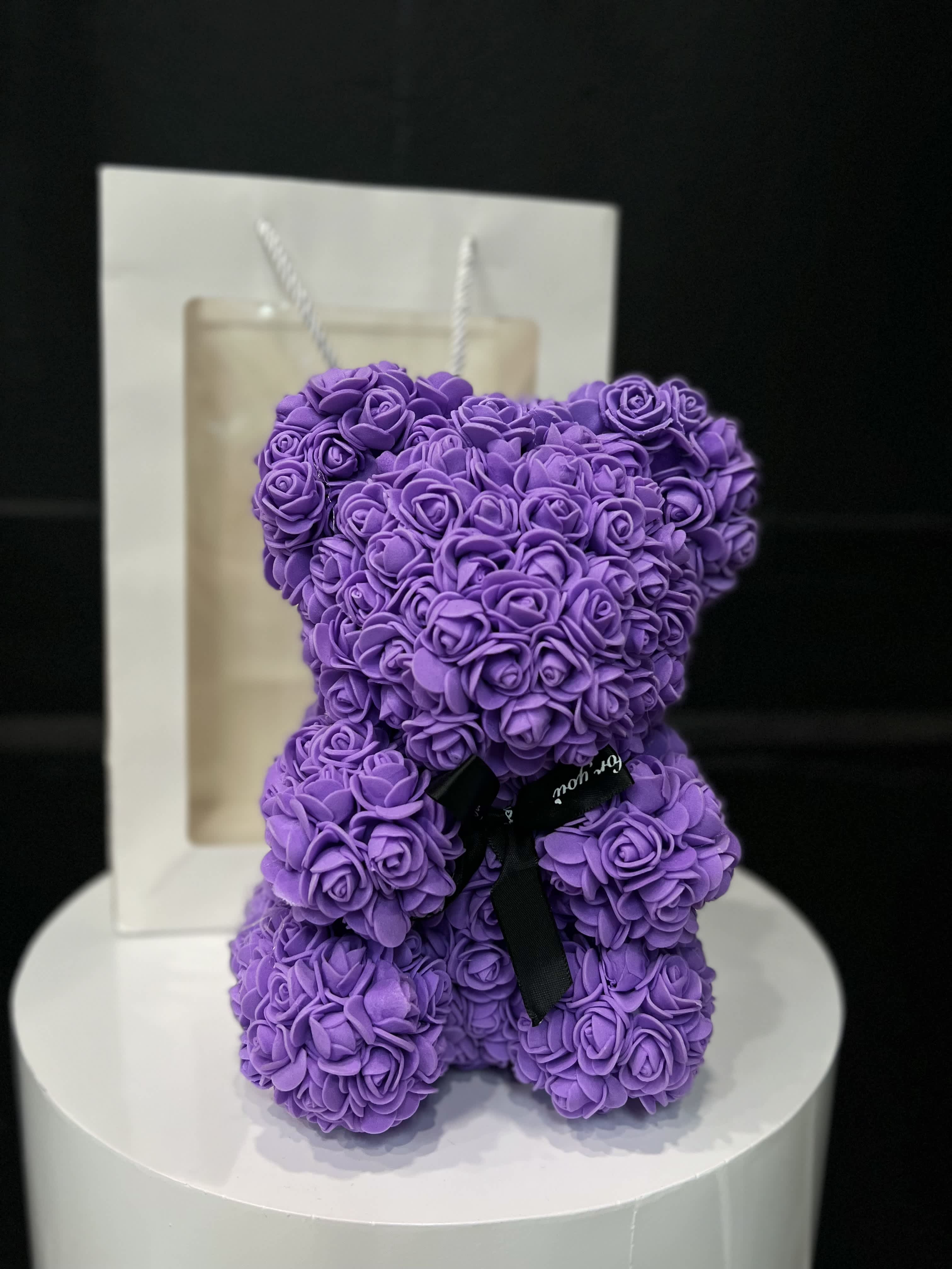 Gift Bear  - Made of artificial flowers as the basic element to form a bear-shaped design, beautiful and forever. Rose Bear Size: 10 inches: Rose Bear