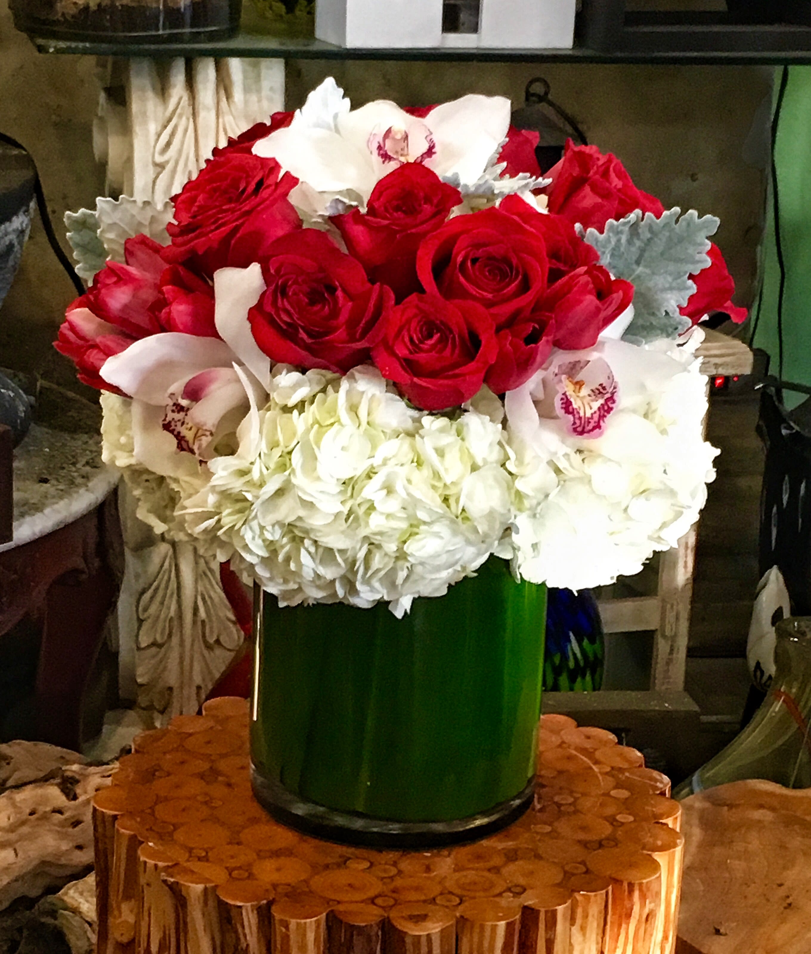 Love Me - Roses, Hydrangea, Cymbidium Orchid, nice green,..