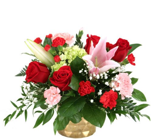 Lasting Romance Valentine’s Arrangement - Celebrate a love that stands the test of time with the Lasting Romance Valentine’s Arrangement, a breathtaking bouquet designed to capture hearts. This stunning display features luxurious red roses—the ultimate symbol of passion—paired with vibrant pink lilies, soft blush carnations, and radiant red mini carnations, all nestled among lush greenery and delicate baby’s breath for a touch of elegance.  Presented in a sleek, modern black box, this arrangement offers a bold contrast that enhances the vibrant colors of the blooms, giving it a chic and contemporary look. Perfect for romantic partners, anniversaries, or heartfelt gestures, the Lasting Romance Arrangement speaks the language of love with timeless beauty.  Why It’s Perfect for Valentine’s Day:  Red Roses: Classic symbols of deep love and devotion.  Pink Lilies &amp; Carnations: Add a soft, romantic touch with a sweet fragrance.  Chic Black Box: A sophisticated, modern presentation that makes the vibrant blooms pop.  Lush Greenery &amp; Baby’s Breath: Creates a fresh, elegant backdrop for the flowers.  Perfect For: Romantic gestures for your partner or spouse Anniversaries and special milestones A bold centerpiece for Valentine’s Day celebrations