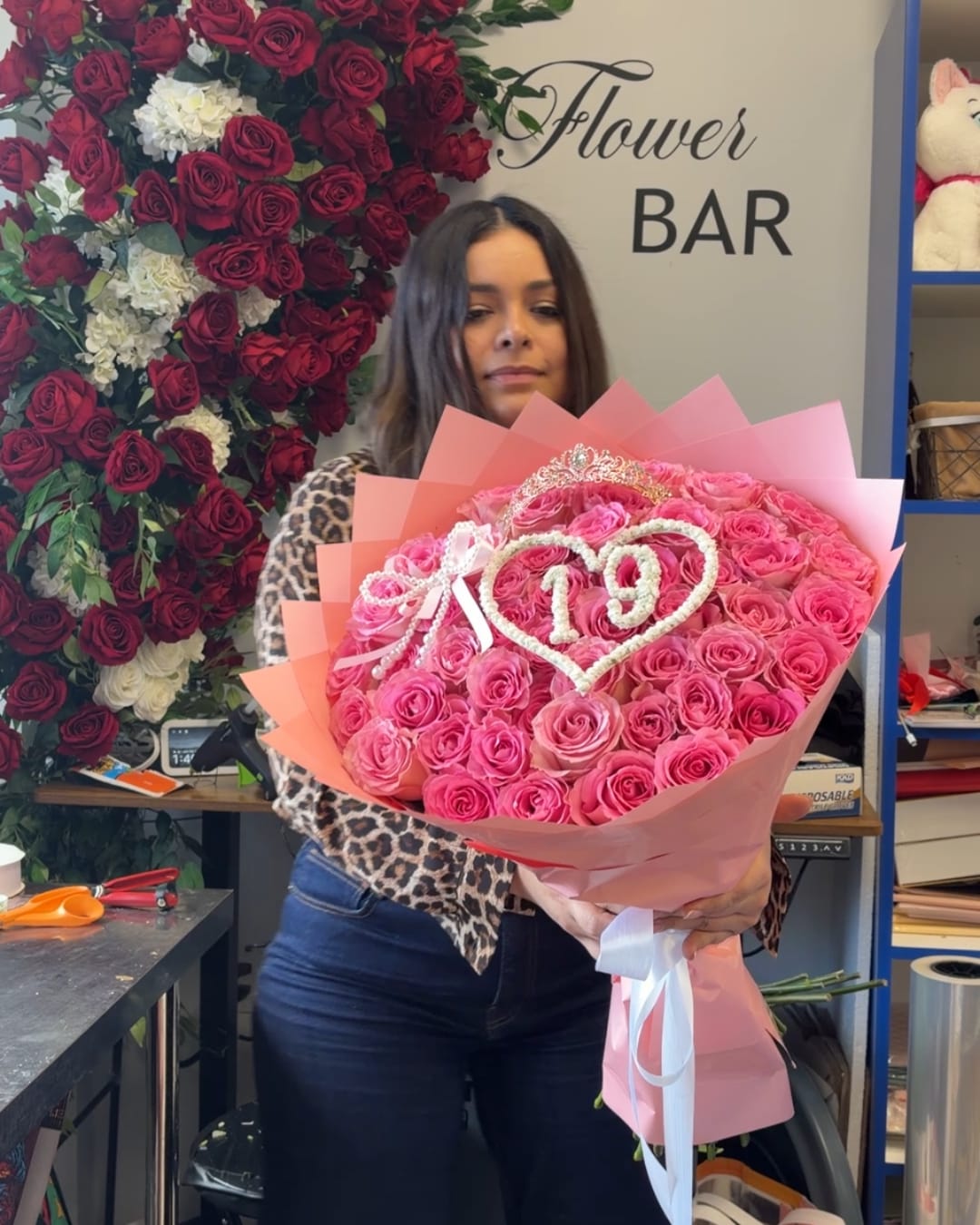 Ramo de rosas rosados para cumpleañera en Long Island New York - Ramo de rosas rosados para cumpleañera en Long Island New York