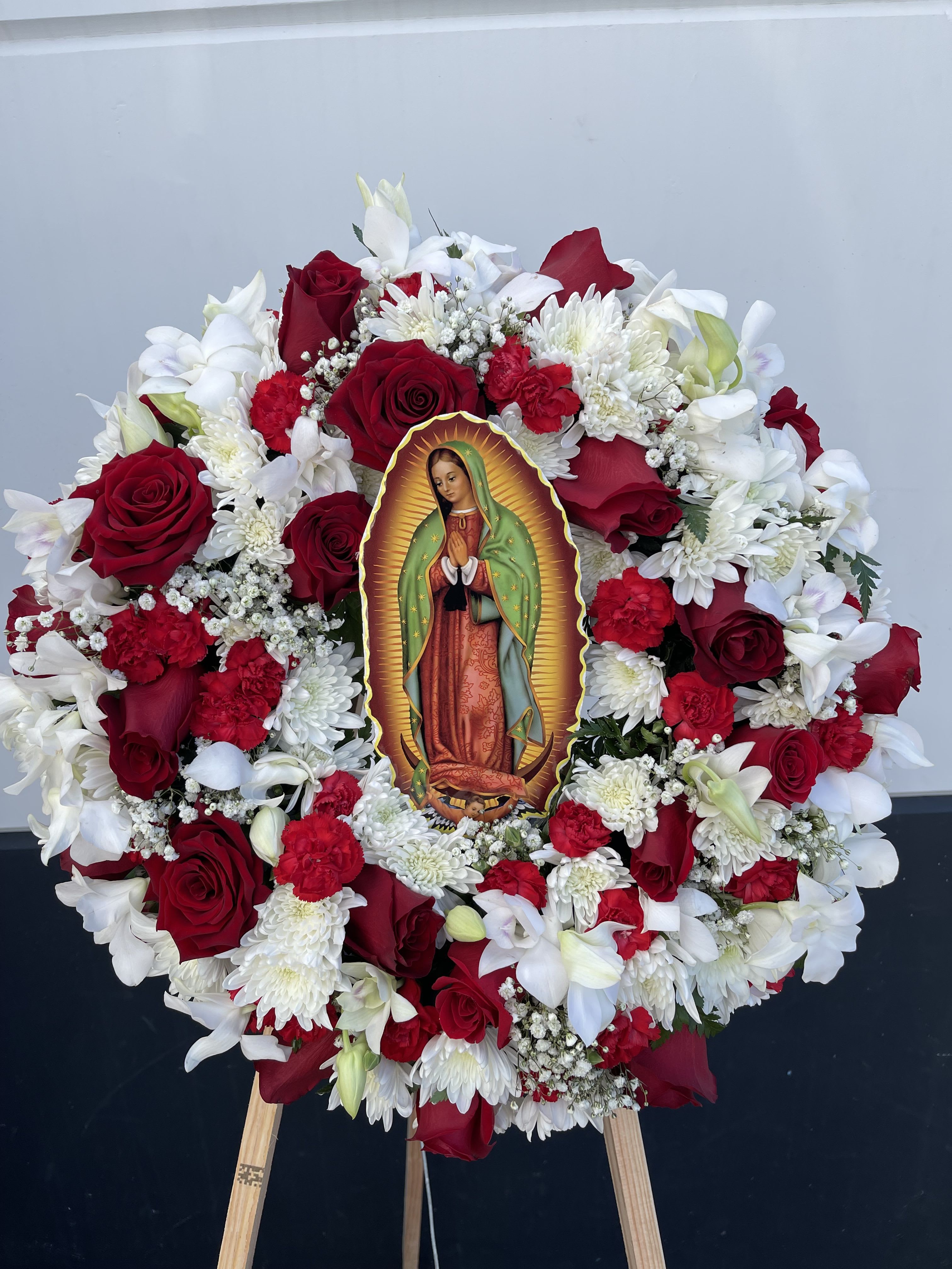Small Guadalupe Wreath  - Wreath approximately 18” Guadalupe is laminated cardboard 