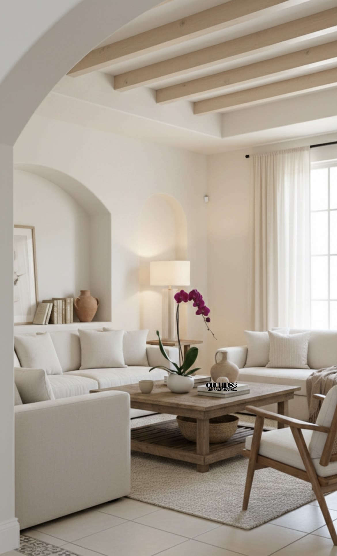 Purple Cascade Orchids - A high quality Single purple orchid arrangement with a vase 7.5" D X 5.25" T. An orchids arrangement deliver for any occasion design with fresh natural real beautiful Phalaenopsis cascade orchids plants minimalist decor. 