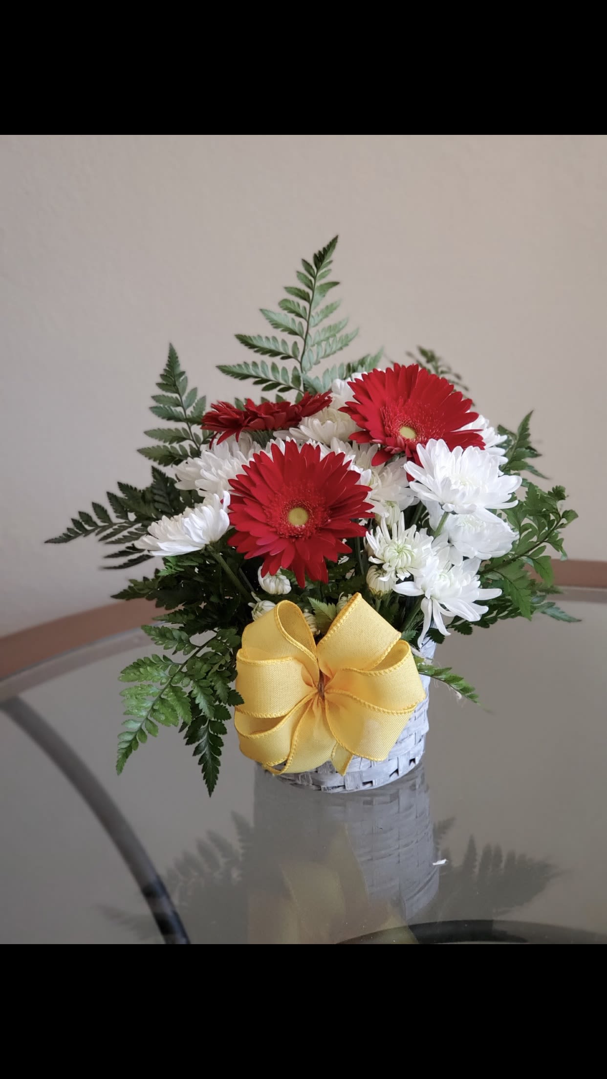 Bowl Of Bright Wishes - Send your festive congratulations along with this bright, cheery bowl of roses, Gerbera daisies, pompons, carnations and trachelium. Way to go!