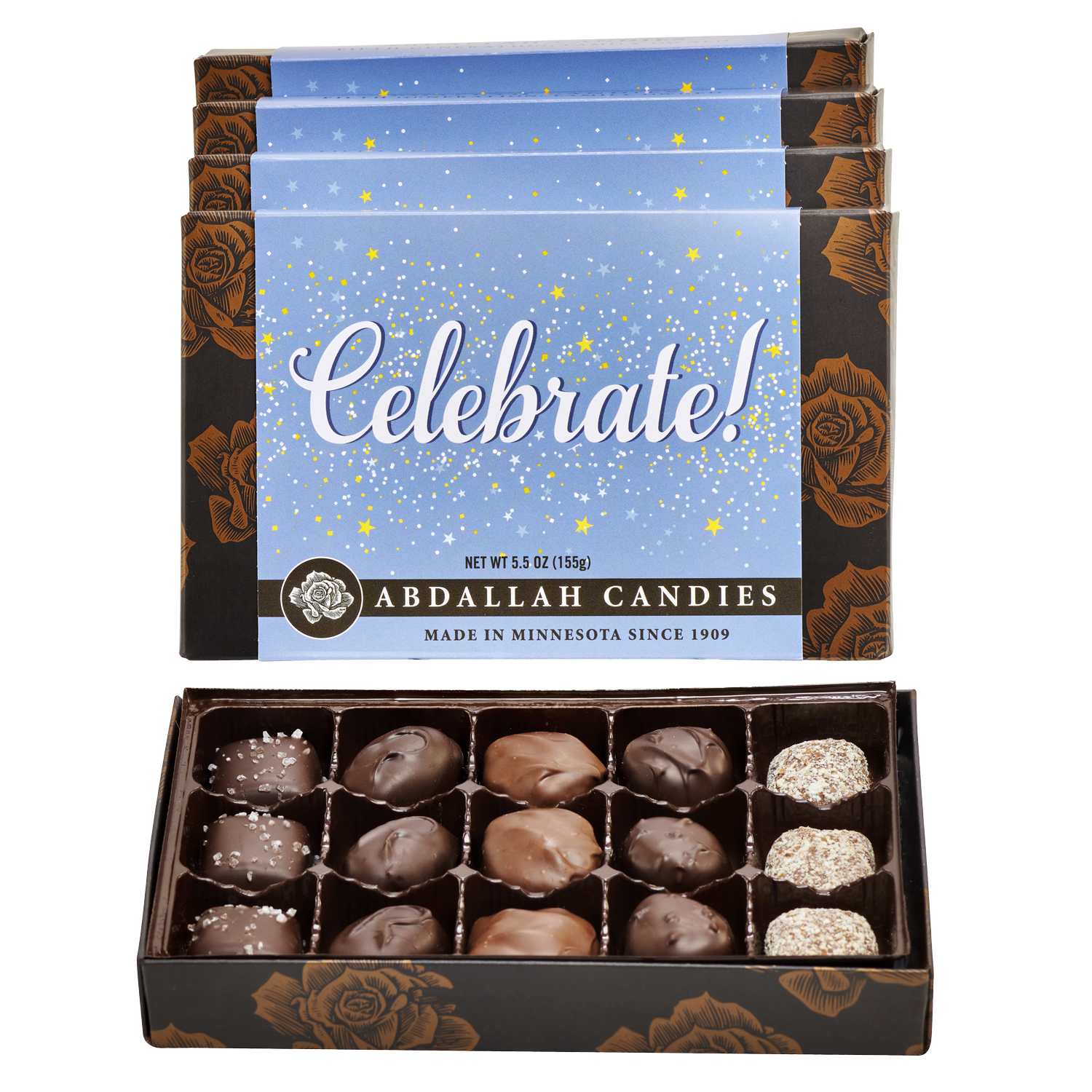 Abdallah Greeting Card- Celebrate Chocolates - 5.5oz  Mixed Chocolates