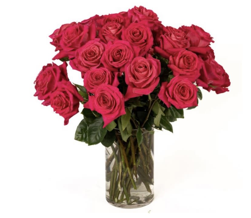 Three Dozen Hot Pink Roses  - Bold, unapologetic, and impossible to ignore—this arrangement of three dozen (36) hot pink roses is pure main-character energy.  Lush, vibrant blooms are hand-selected at peak freshness and designed en masse for maximum impact. The saturated pink hue speaks to confidence, passion, and modern romance—less whisper, more statement. It’s indulgent, dramatic, and undeniably luxe.  Perfect for Valentines Day, grand gestures, milestone moments, or when subtle just won’t do. Designed with intention and finished with a clean, editorial aesthetic—because some messages deserve to be said in full color.  * VASES WILL VARY WITH STOCK AND AVAILABILITY**