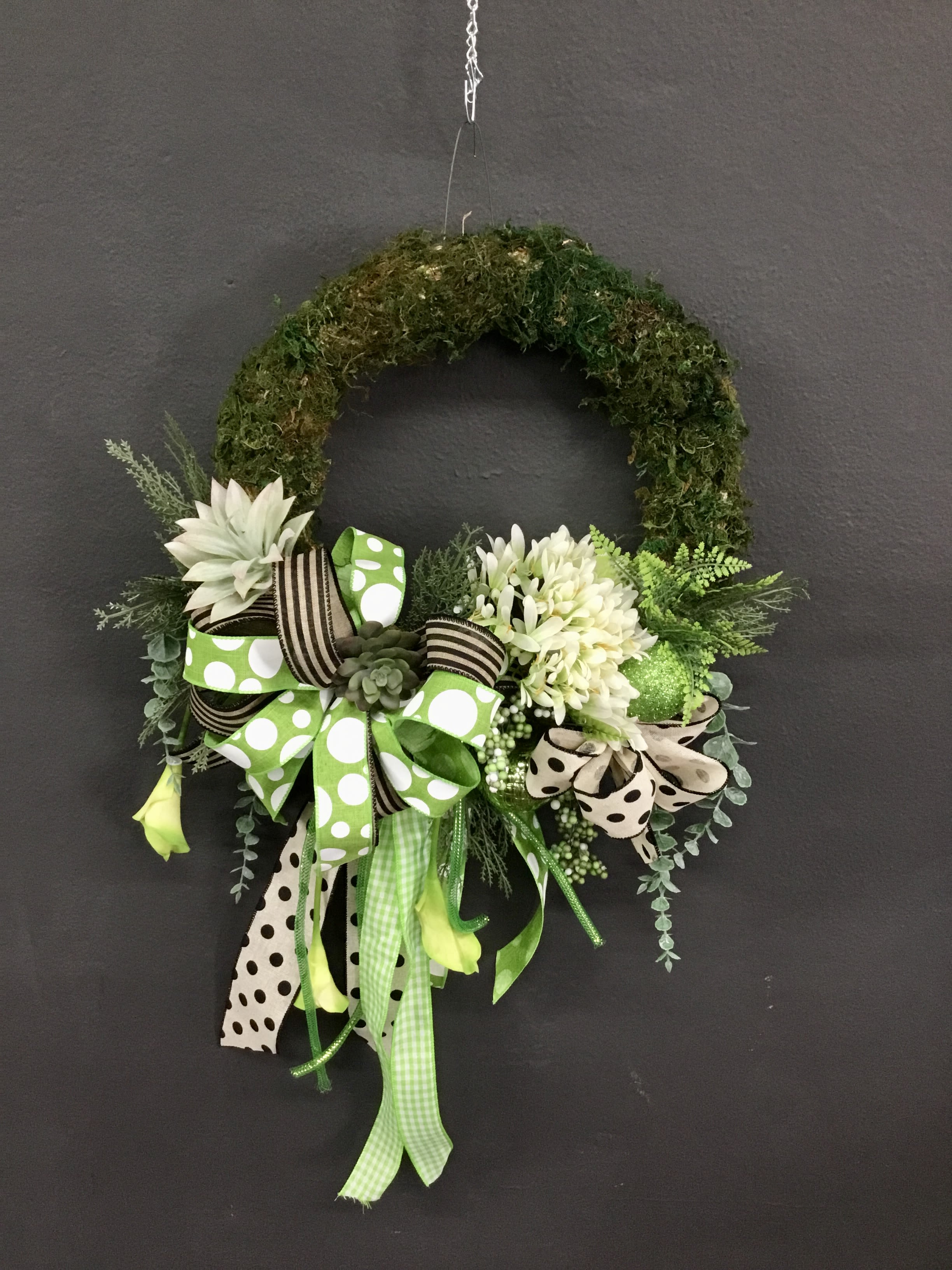 Shamrock &amp; Roll Wreath - Keeping your home decorated is the best way to keep crazy leprechauns away! This festive silk wreath is perfect for your front door.