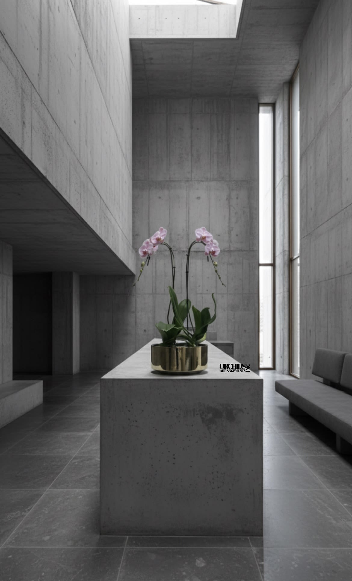 Pink Cascade Orchid Same Day - A high quality Double pink orchids arrangement with a vase 12" D X 5" T. An orchids arrangement deliver for any occasion design with fresh natural real beautiful Phalaenopsis cascade orchids plants minimalist decor.