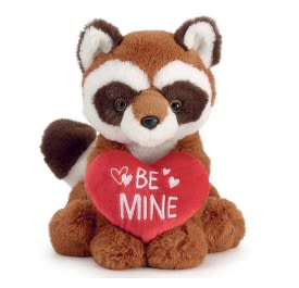 Plush Red Panda 'Be Mine' with Heart - Plush red panda with a red heart. 