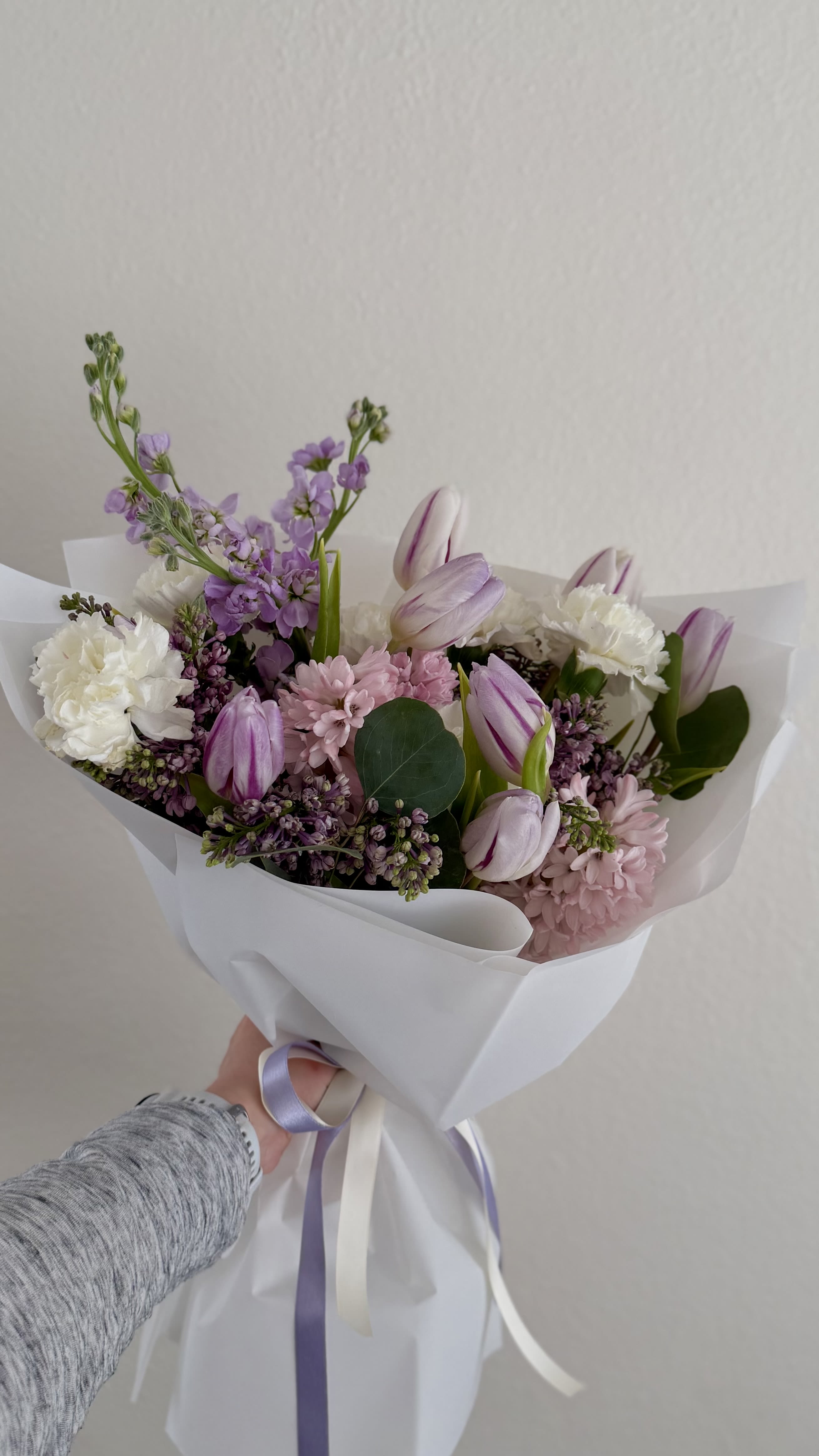 Lavender Lilac bouquet - Lavender Lilac bouquet with hyacinths, carnations and stock