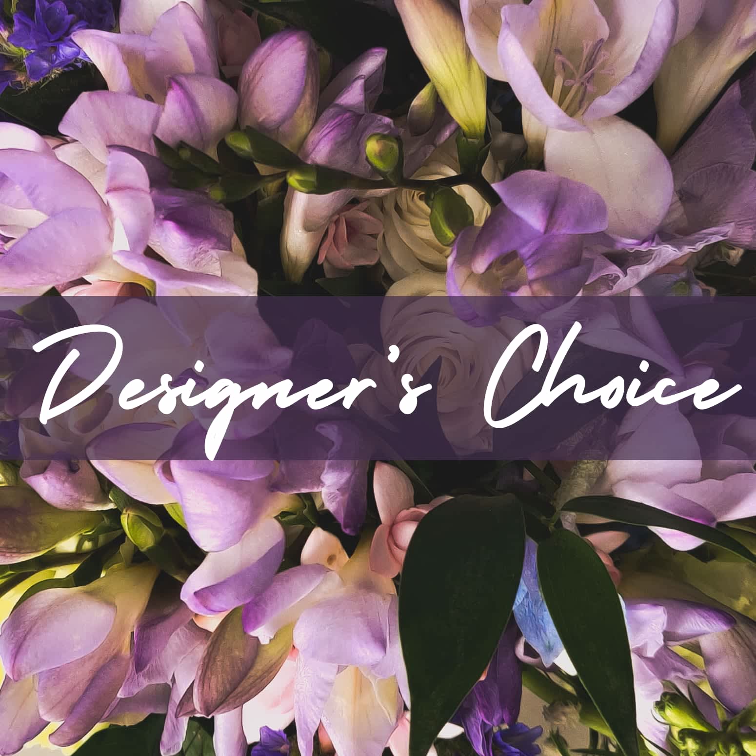 Valentine's Day Designer's Choice- Purple - Brilliant purple flowers arranged uniquely by our designers. Your valentine is sure to love it!