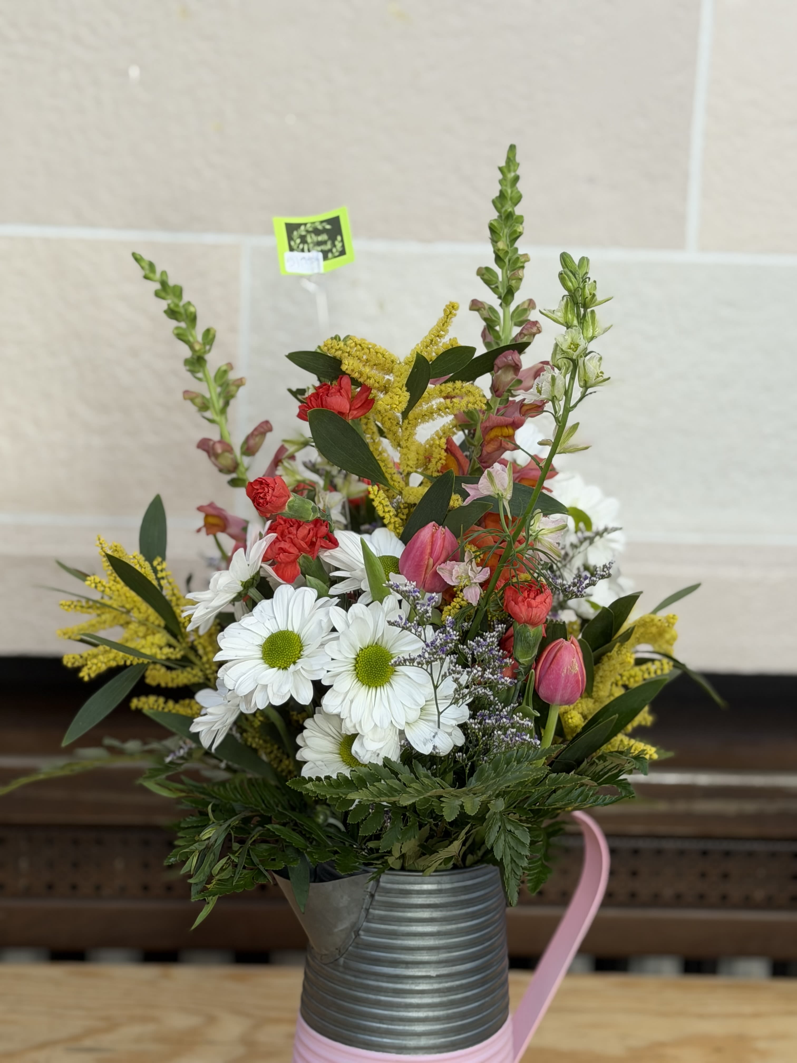 Be Bright Pitcher  - A pitcher vase filled with bright, fresh blooms.  **Flowers may vary based on availability 