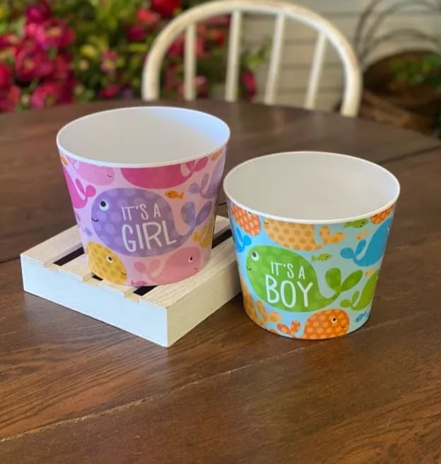 Baby Girl/Boy Buckets For Arrangements - Get one of these sweet baby buckets for the new bundle of joy in your life. We will add flowers to match the gender of the bucket selected. **Please specify in Special Instructions the gender.** 1.) Boy 2.) Girl