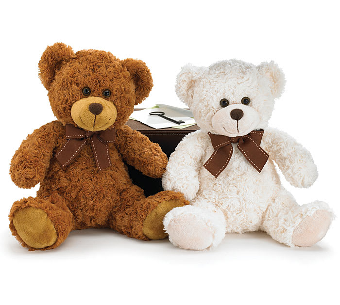 PLUSH WHITE/BROWN BEAR - Toby and Mel bear. Brown fur and cream fur that is so soft! Toby and Mel are 11" High measured sitting. 