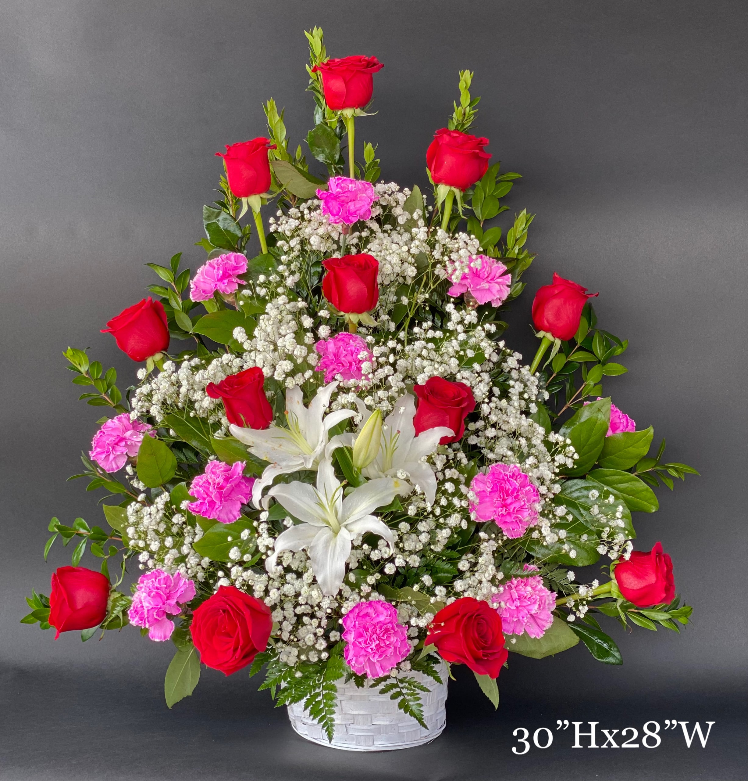 Because I'm With You Mom -  Show your love with our Because I'm with You arrangement and make her feel special.  Different Colors roses and carnations are available upon request. Additional cost might be required.