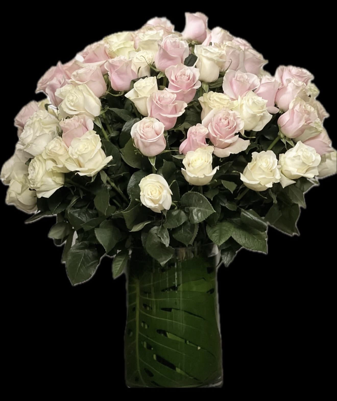 100 Roses - Pink and white roses, colors can be change