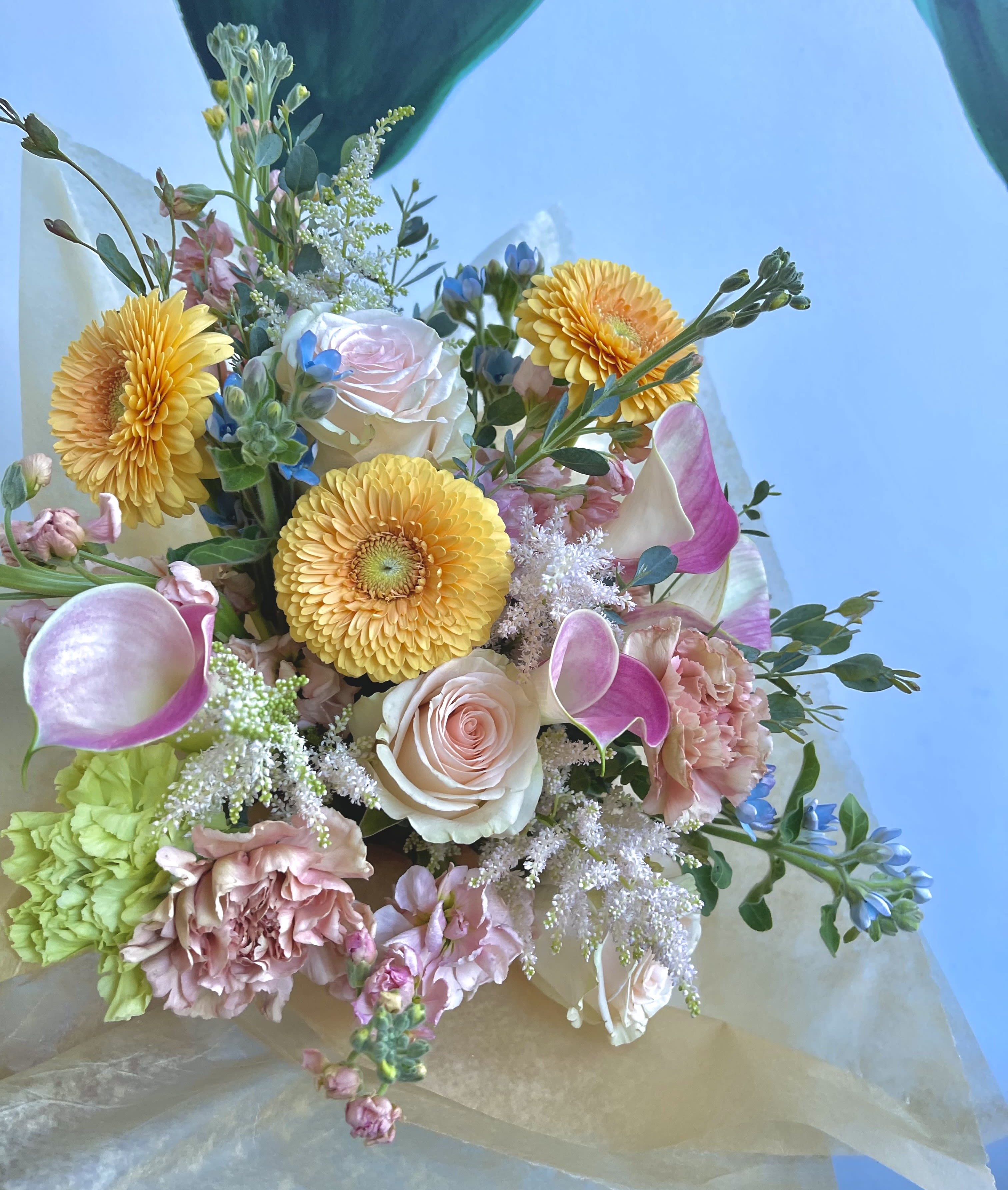 Love Language  - For the lovers of the non-traditional, we have designed this colorful spring bouquet.  Beautiful and fresh premium blooms 