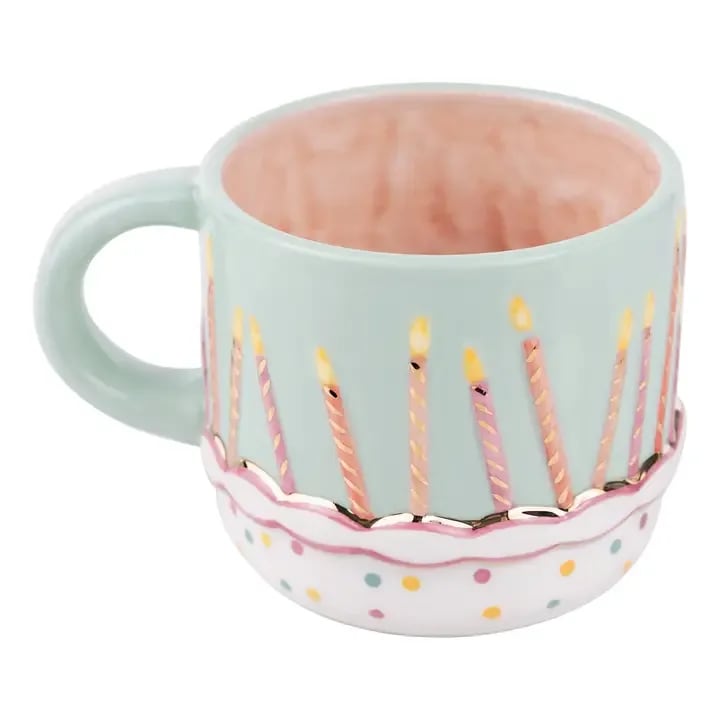 MUG - Cake and Candles Mug -  * Original Design   * Our individually hand-painted mugs hold a generous 16oz of your favorite warm drink, making them the perfect addition to your kitchen.   * Each mug comes boxed in our special Glory Haus box