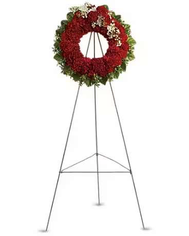 An Unbreakable Bond Wreath - The dazzling red carnations that make up this respectful wreath signify your love and admiration for the deceased, while sending your hope for brighter days to those in attendance.