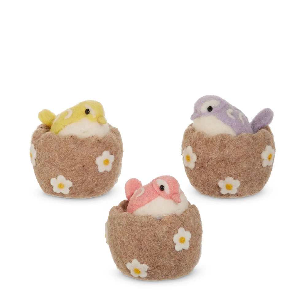 Felt Bird in Nest - Felt Bird in Nest Measures: 3"D x 3.5"H  Price is for one bird Choose you color in special instructions at check out    