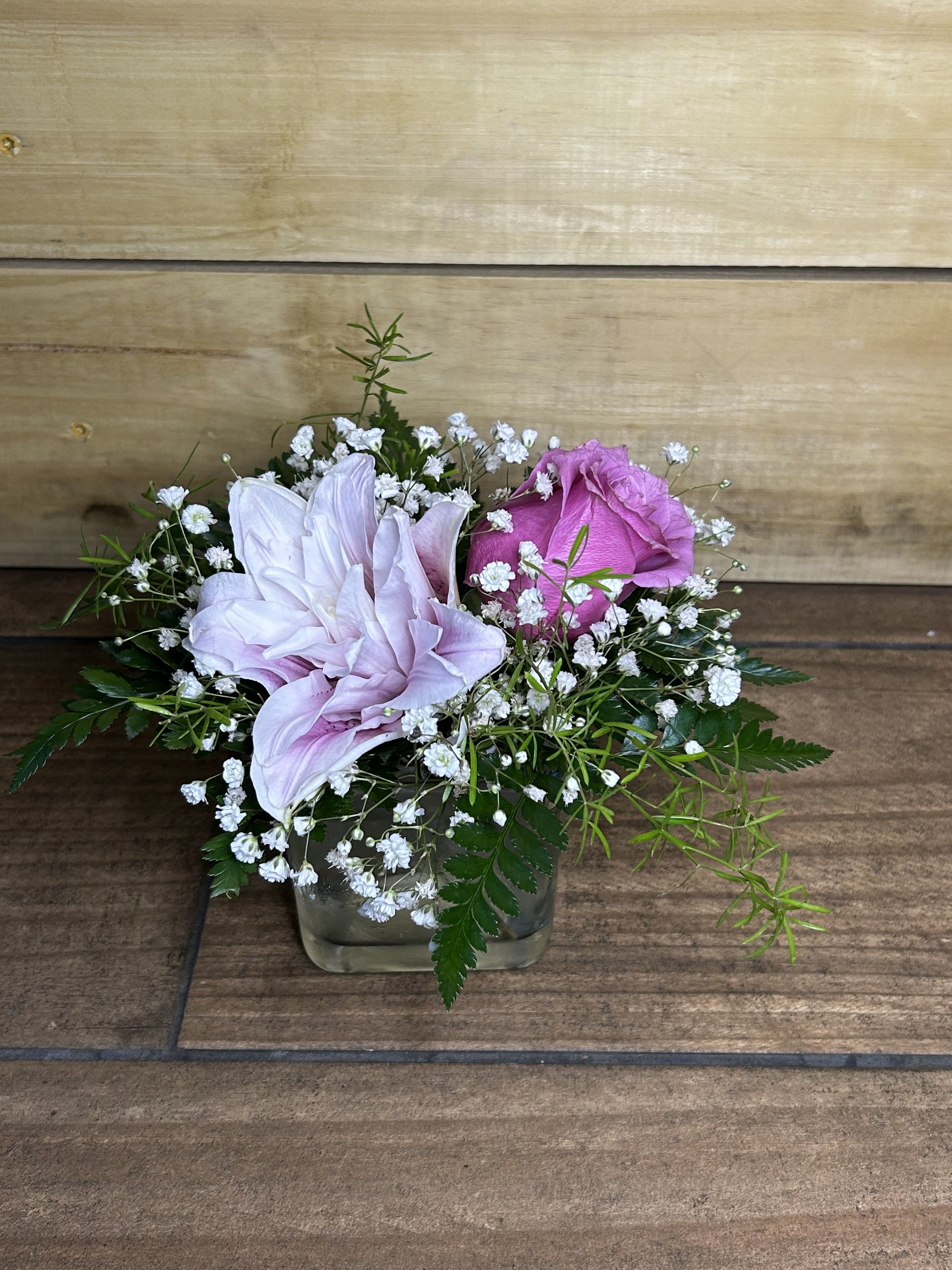Blushing Whisper - A beautiful rose lily and rose. Something simple and small for everyday, but still beautiful 