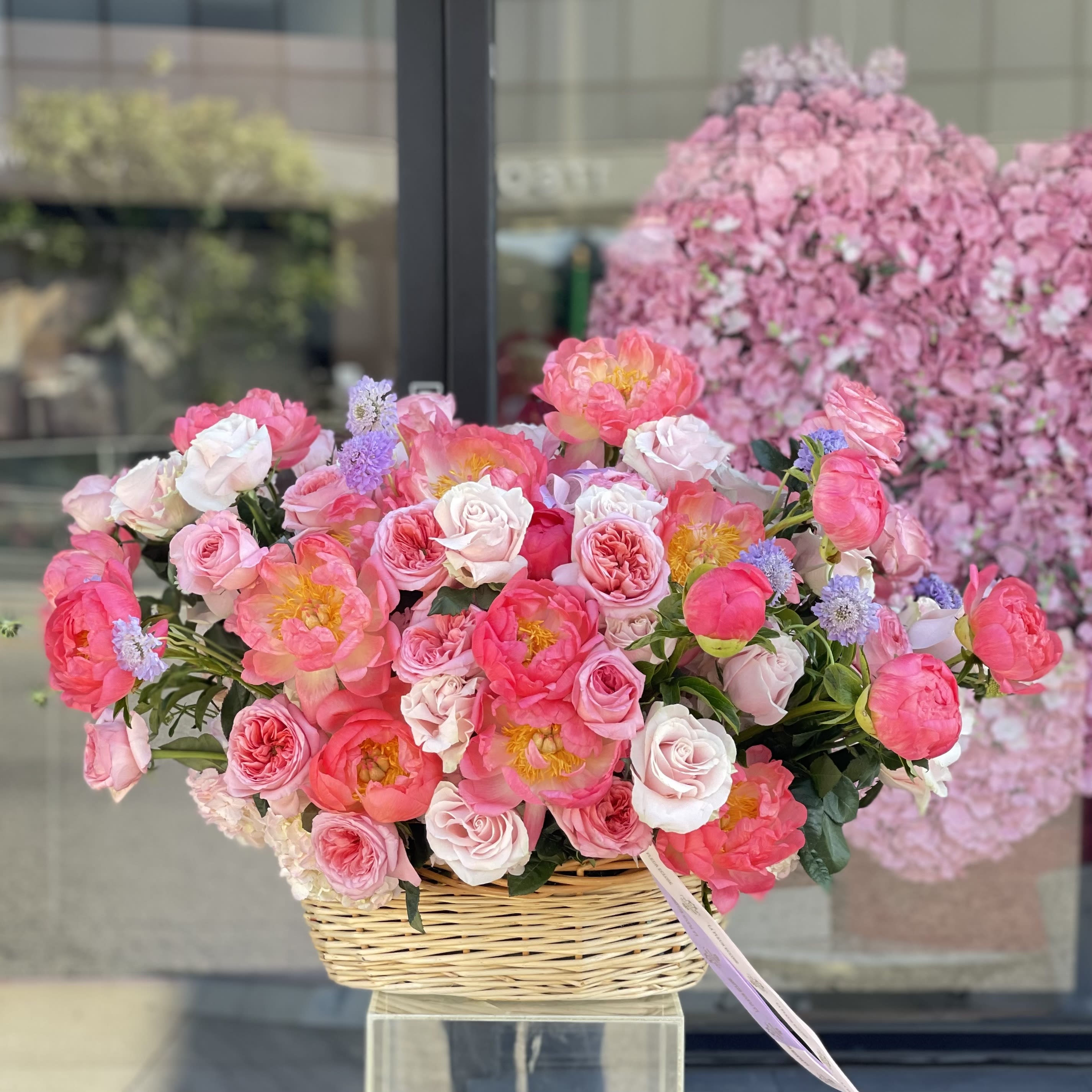 Basket of your dreams  - Mix of premium flowers with peonies and garden roses.