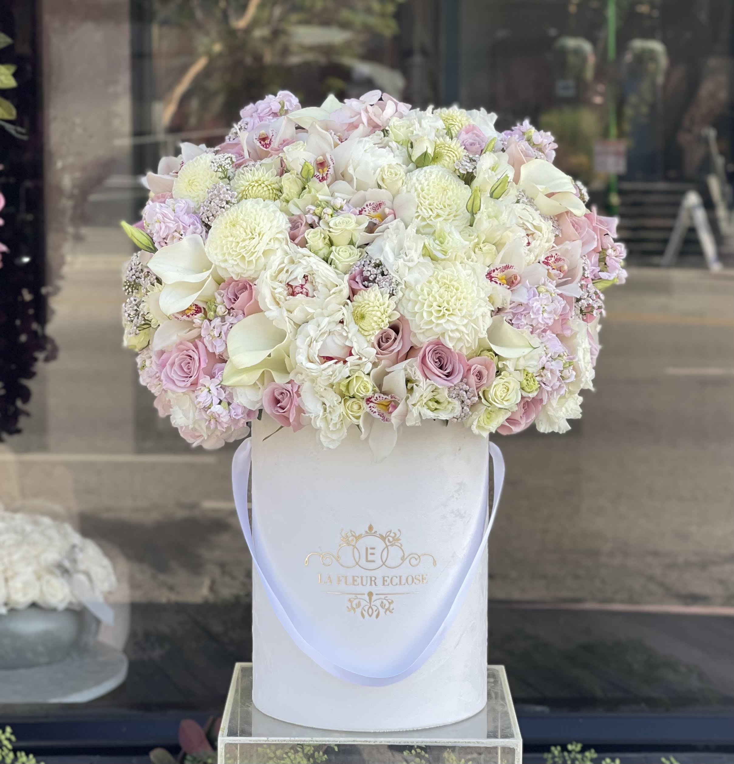 White symphony - Beautiful pastel flower arrangement in our brand new white signature box