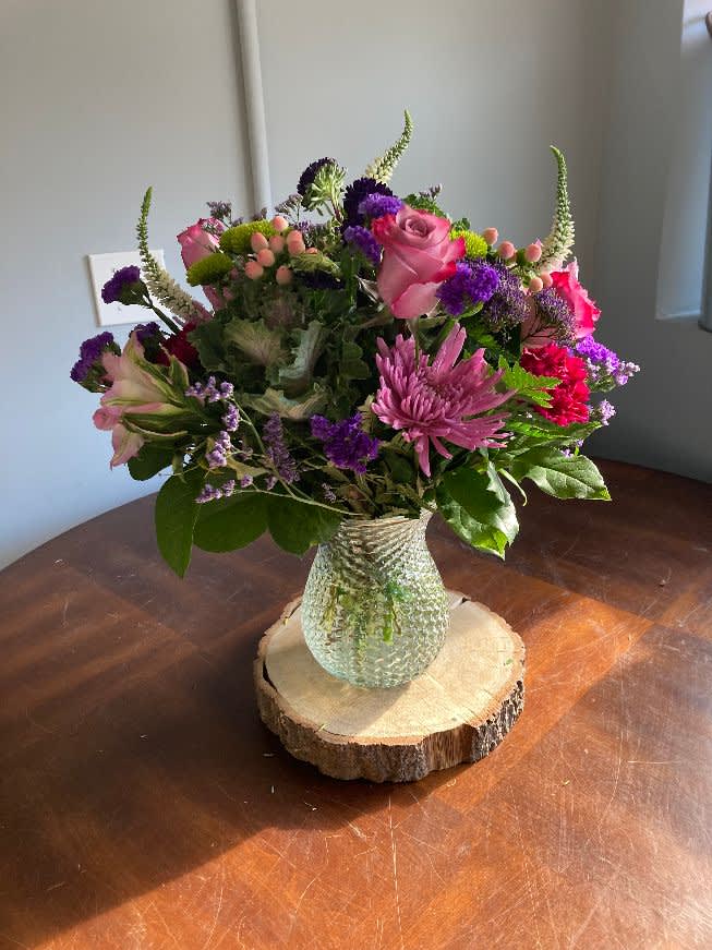 purple passions - purple mix of flowers to include, roses, carnations, fugi mums, alstromeria and more 