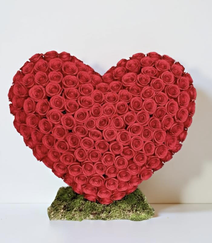 Forever Love Rose Heart  - Say everything from the heart — with a heart made of roses. This handcrafted red rose heart arrangement is designed to express deep love and passion. Perfect for someone truly special when only the most meaningful flowers will do. Perfect for Valentine’s Day, romantic surprises, and anniversary gifts. Please order this Two days in advance .