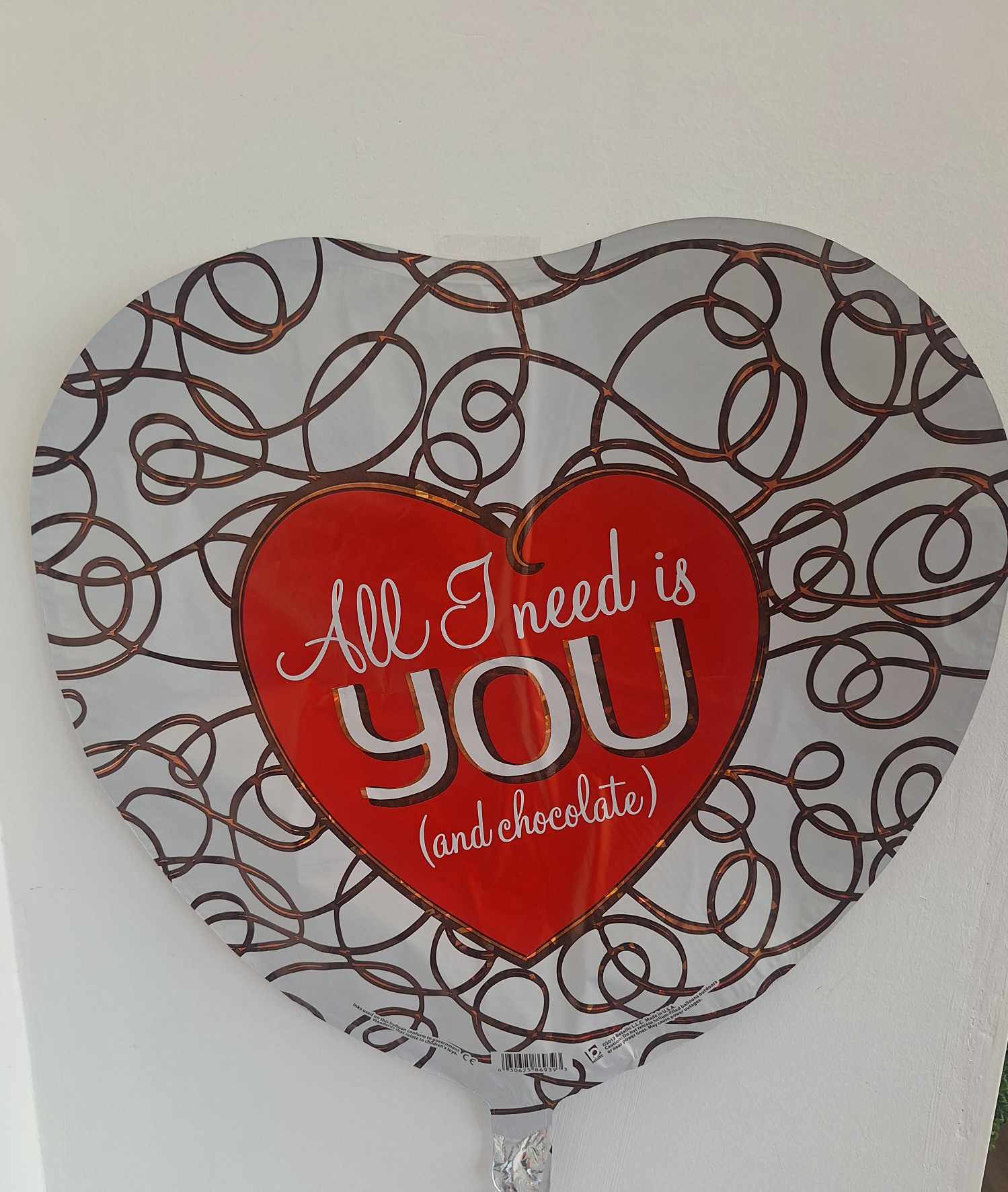 All I Need Is You Mylar Balloon (411) - 18in mylar can be added to any balloon bouquet, stuffed animal, mug, box of chocolates, or floral arrangement. *if you're ordering multiple balloons individually (not in an already advertised set or tied to a flower arrangement/stuffed animal) you will need to purchase a balloon weight otherwise the balloons will need to be picked up*