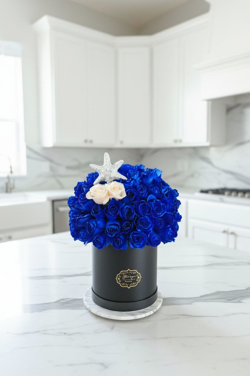 Blue Flower Box  | Luxury Blue Roses Arrangement - Beautiful Blue Flower Box designed by Yansa Flowers, a luxury florist creating unique and elegant floral arrangements . Our blue rose box symbolizes mystery, elegance, and unforgettable emotions. Perfect for birthdays, anniversaries, celebrations, or luxury gifts. Handcrafted with premium fresh flowers and artistic design — because flowers are art at Yansa Flowers   Florist near me  Flower delivery available  Custom floral arrangements available