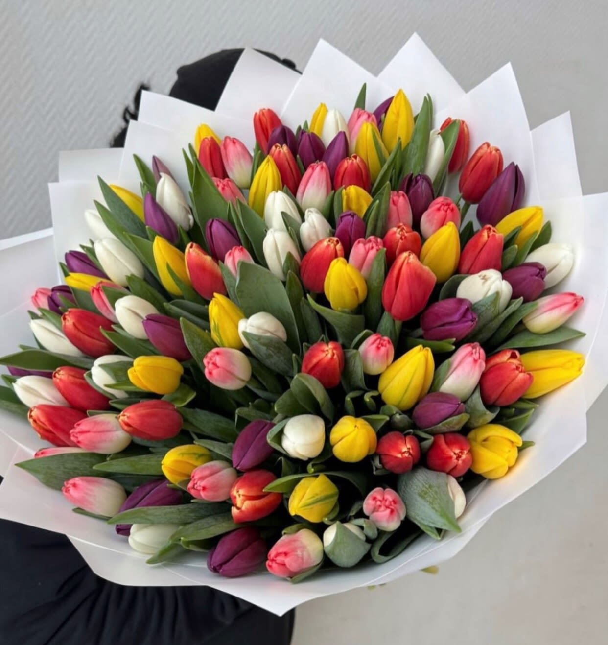 № 113 - THE PHOTO SHOWS THE PREMIUM SIZE  - The photo shows the premium size.  Standard size - 50 tulips  Deluxe size - 70 tulips  Premium size - 100 tulips 