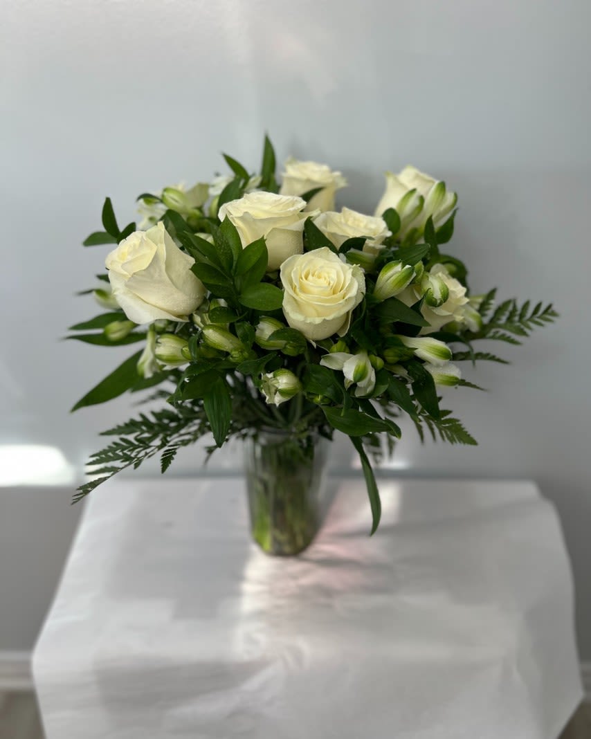 Classic Roses (red, pink, white)  - Classic Roses (red, pink, white)  Please specify your preferred color in the florist instruction box: Red, Pink, White