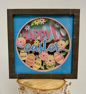 Lanies Corner Handmade Gift Happy Easter - Hand crafted art by local artist Alana Kreitel. Measuring 9x9 inch, a beautiful addition or gift on it's own.