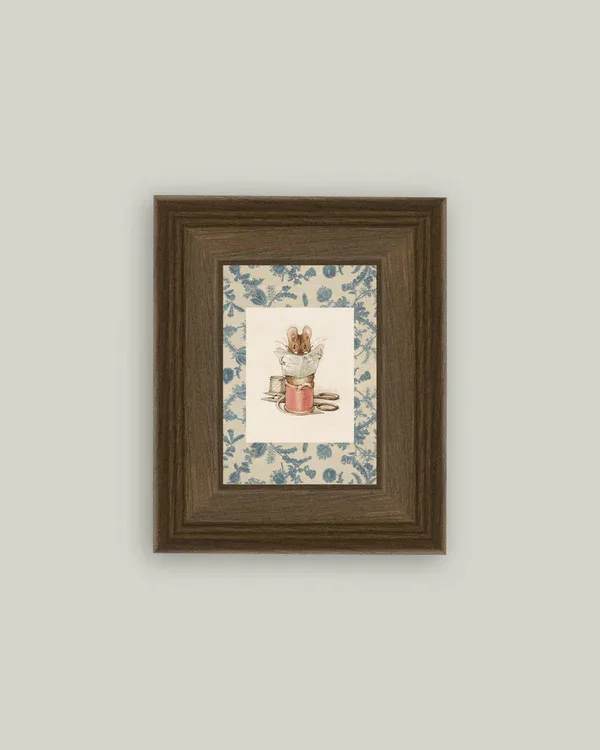 Petal Lane Framed mouse picture - Antique styled mouse on a stool measuring 7x5. A Perfect add on to an Easter or New Baby bouquet.