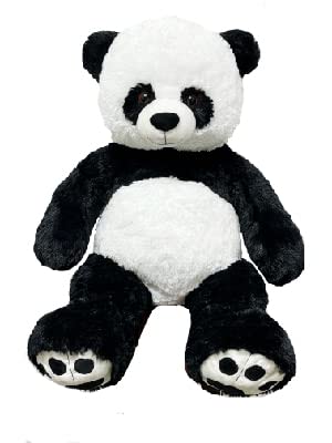 Black-and-white plush panda bear sitting upright