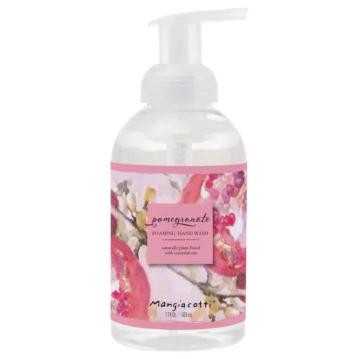 Pomegranate Foaming Hand Wash - Rejuvenate your senses with the uplifting scent of pomegranate and papaya. Our silky, foaming formula will make washing your hands an indulgent experience as it moisturizes and gently cleanses with our naturally plant-based ingredients and fragrant essential oils. Approximate dimensions are 3 x 3 x 7.25 inches.