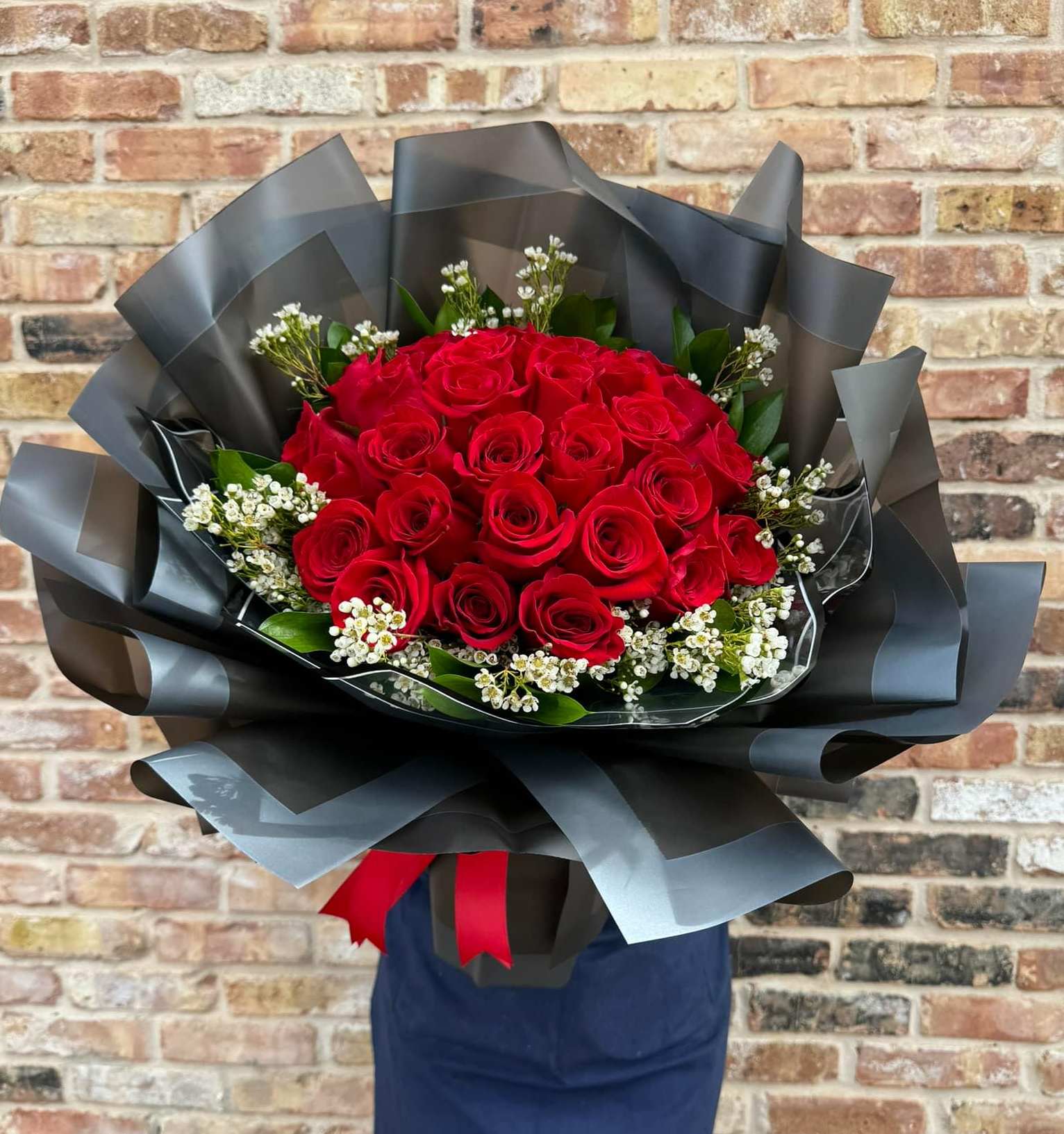 24 Red Rose Hand Held Bouquet - 24 Red Rose Hand Held Bouquet