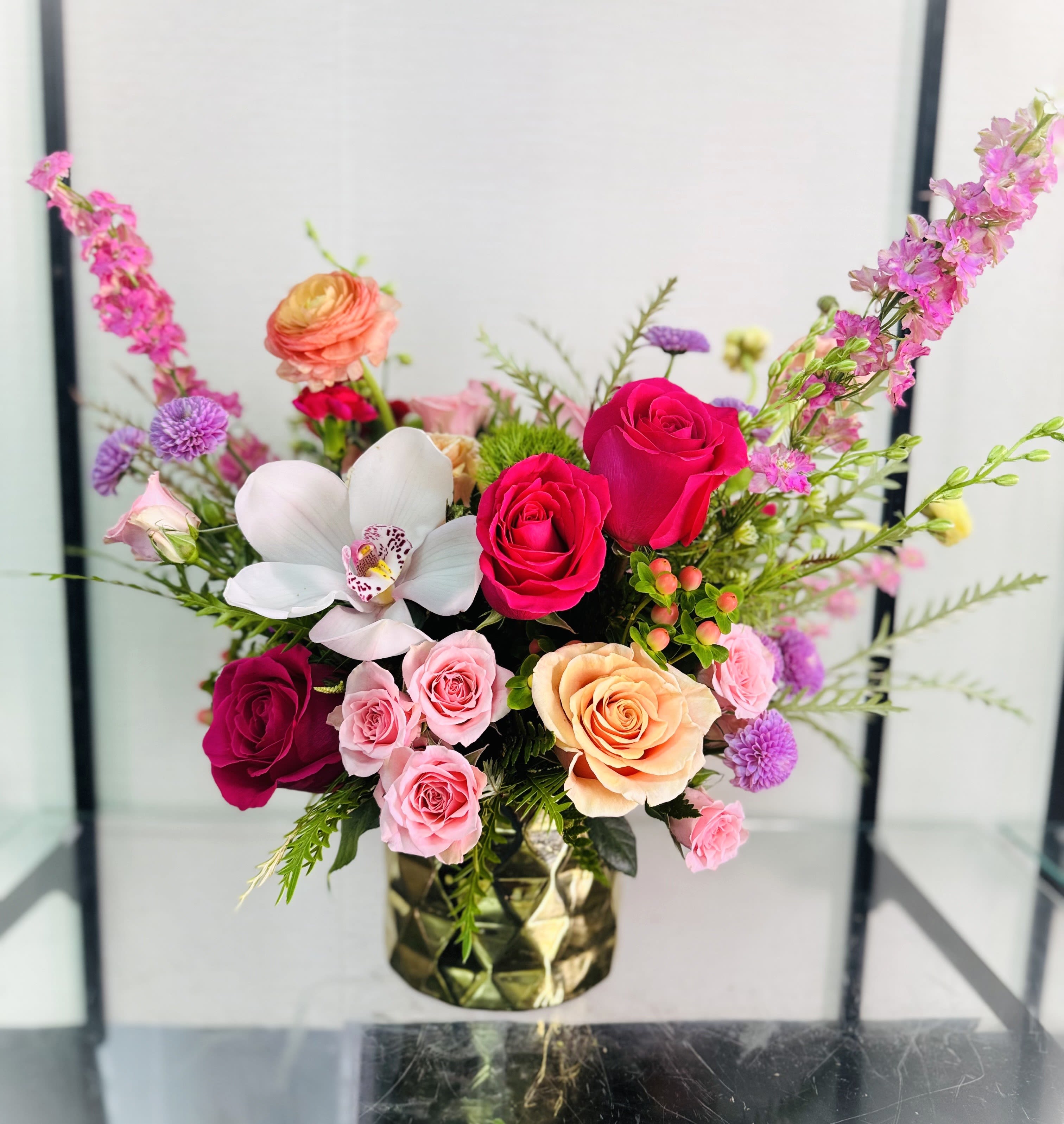 ROMANTIC WHISPERS - A delicate and elegant mixed flower arrangement 