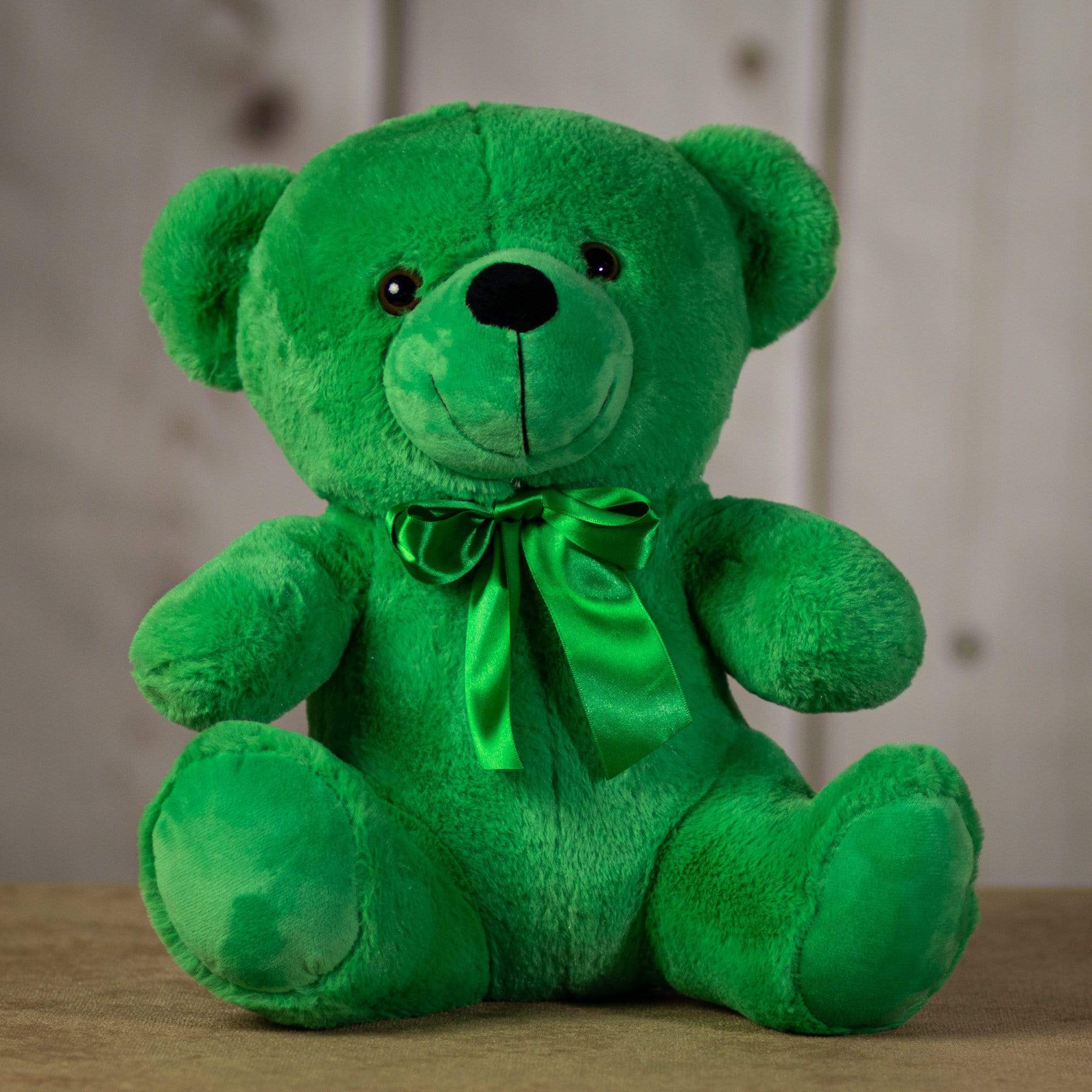 Kelly Green Bear  - A cute joyful face, soft plushy fur and bright vibrant colors.