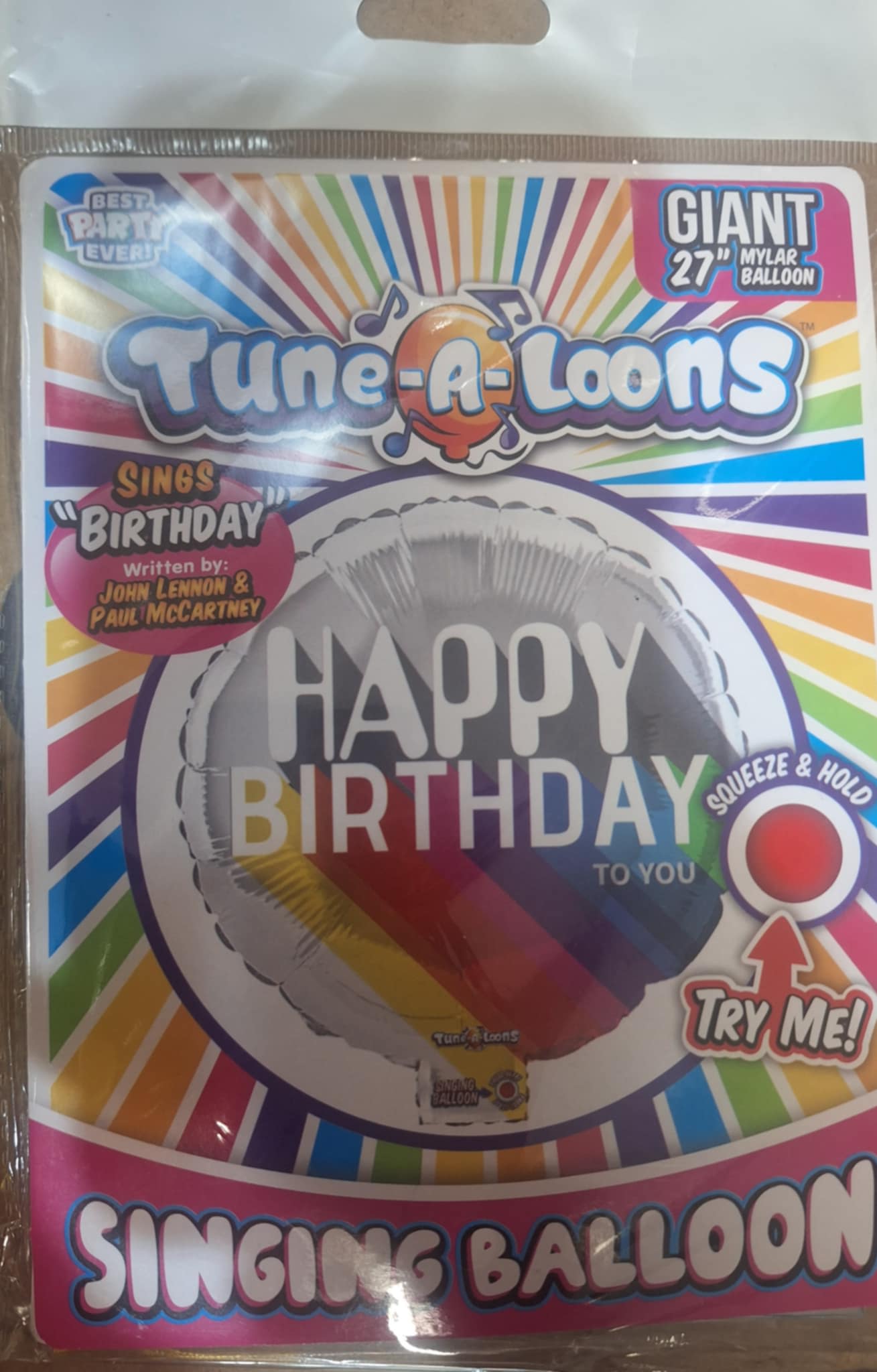 27in Singing Happy Birthday Balloon - 27in Singing birthday balloon. Add this to a bouquet of of balloons, teddy bear, mug, box of chocolates, or a beautiful floral arrangement. *if you're ordering multiple balloons individually (not in an already advertised set or tied to a flower arrangement/stuffed animal) you will need to purchase a balloon weight otherwise the balloons will need to be picked up*