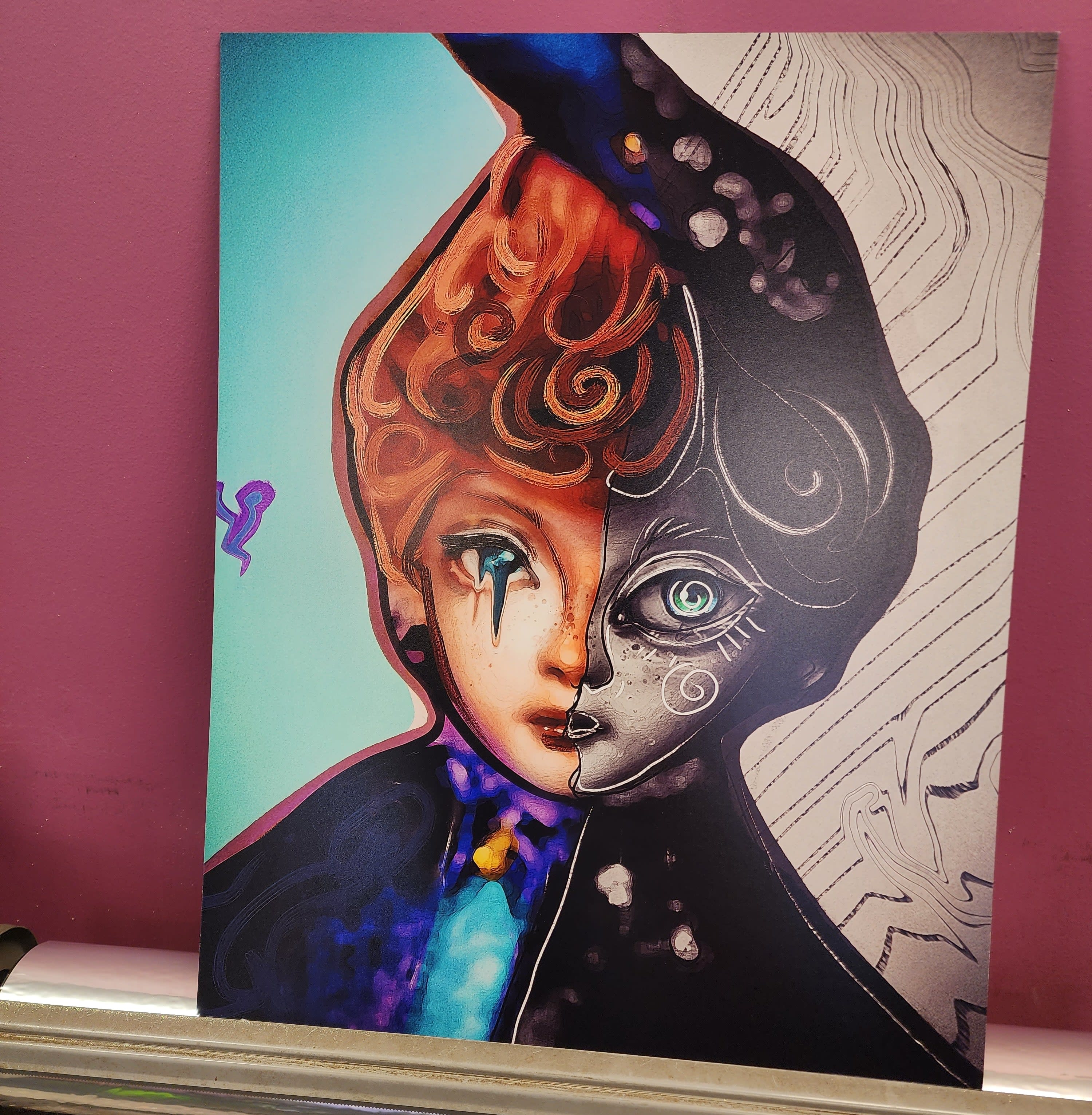 local artist stunning for any decor  - beautiful artwork from a local artist local delivery or pick up only limited quantity we also have some smaller pieces from 2.00 and up much more in shop from bookmarks to greeting cards, the art that keeps on giving,  the deluxe is a metal   piece with easel that can easily be used with command strips 