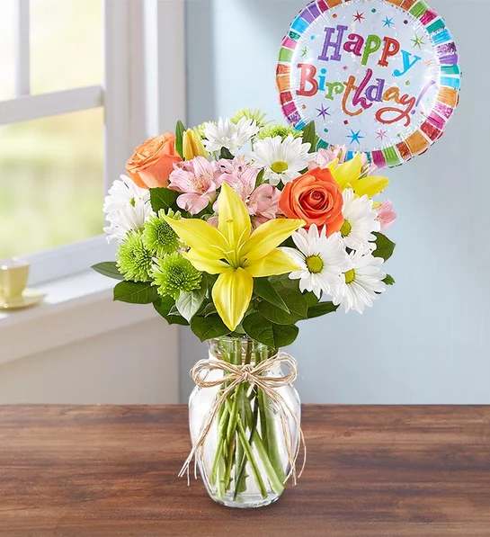 Happy Birthday Fields of Europe - Get the parTAY started with a birthday surprise! Our colorful best seller is hand-arranged in a glass vase that’s tied with a raffia bow for a rustic touch. Start their special day with a celebratory bouquet.