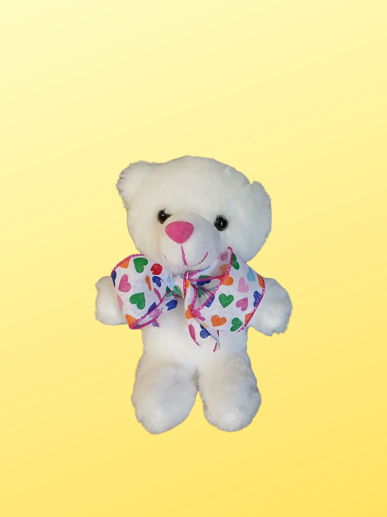 White teddy bear plushie (small) - Small white teddy bear plushie; perfect addition to any fresh flower arrangement or plant!