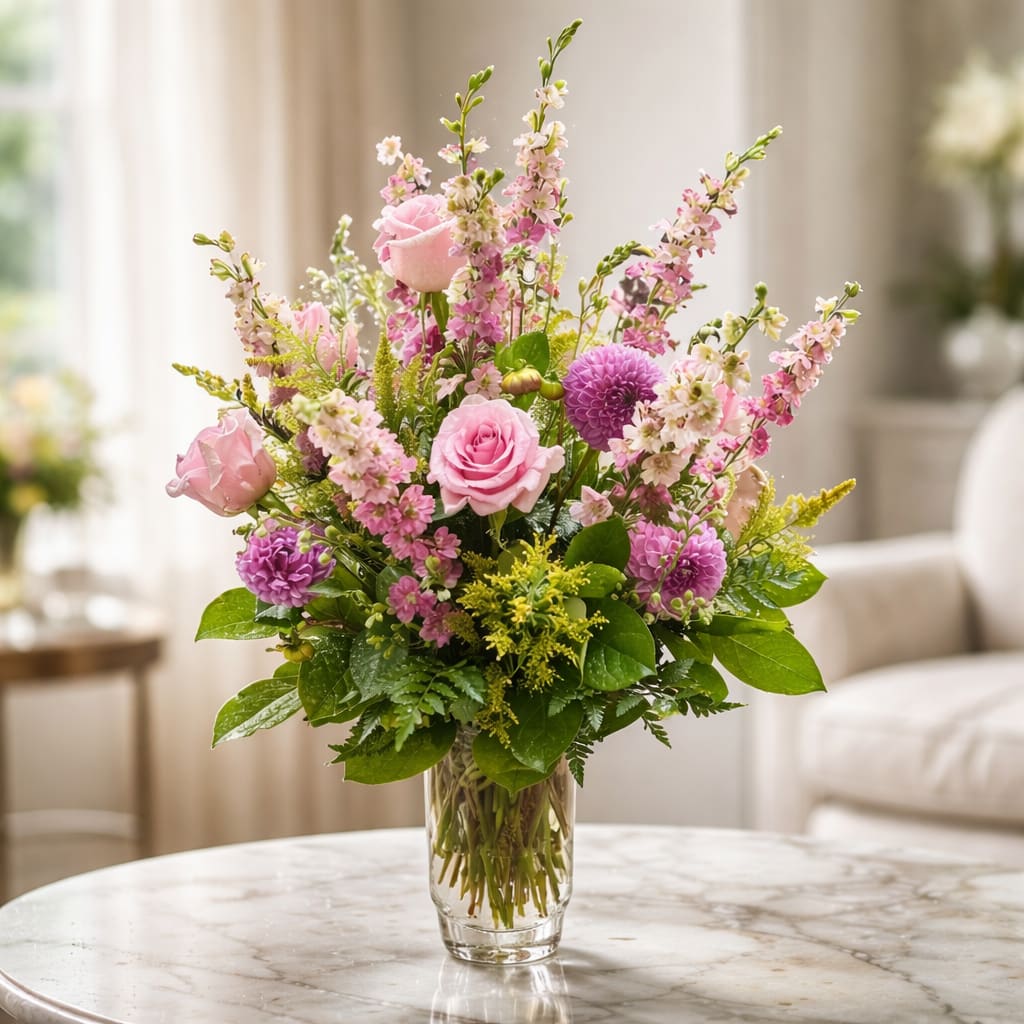 Upscale Designers Mix - Striking and Romantic, is what this arrangement will be. Our talented designers will you choose for you, an array of flowers to create a one of a kind bouquet just for your special someone with their exceptional abilities. 