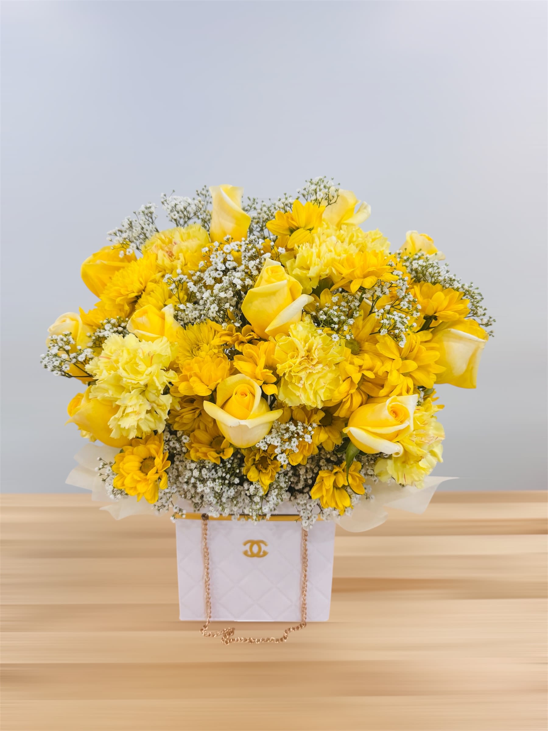 Just yellow  - It's perfect for surprise to the yellow lovers. 