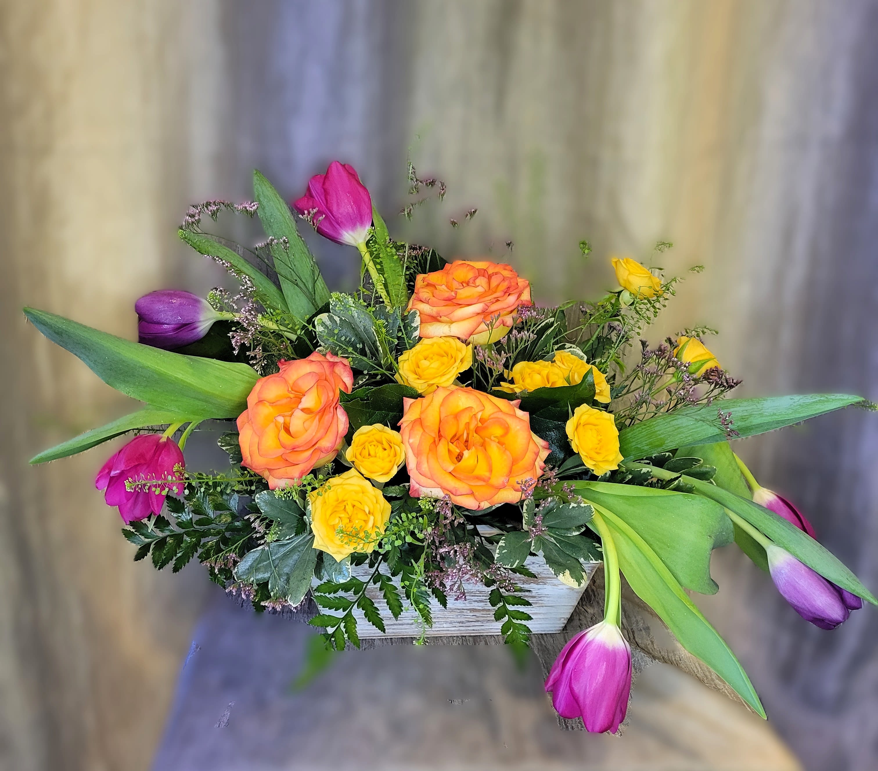 Tulip Time ~ Flower A Day - Spring is tulip time and do we have a beautiful fresh flower arrangement for you or that special someone to enjoy!  Vibrant colors of spring...