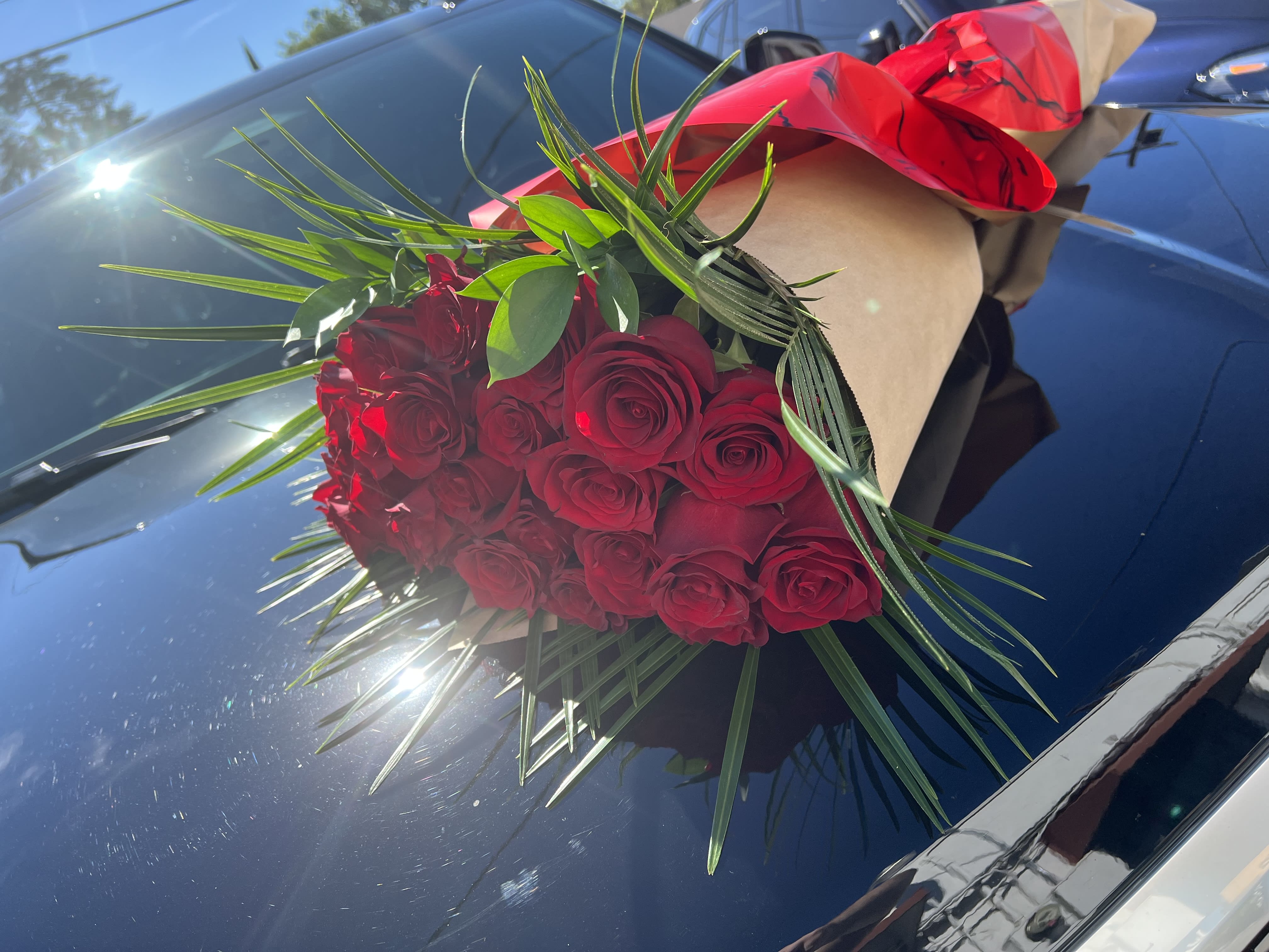 RED ROSES BOUQUET #1 - RED ROSES BOUQUET TALL WRAPPED 